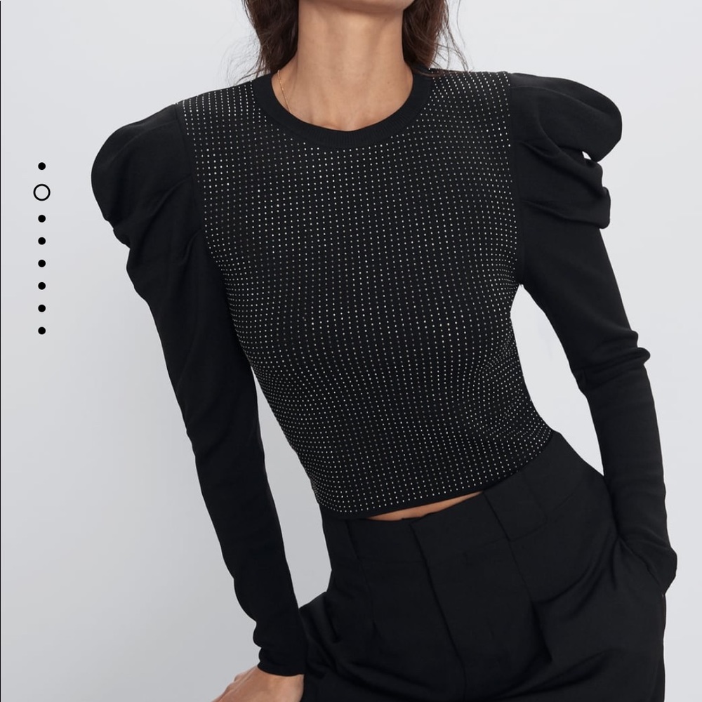 NWT Zara sparkly Puff sleeve sweater